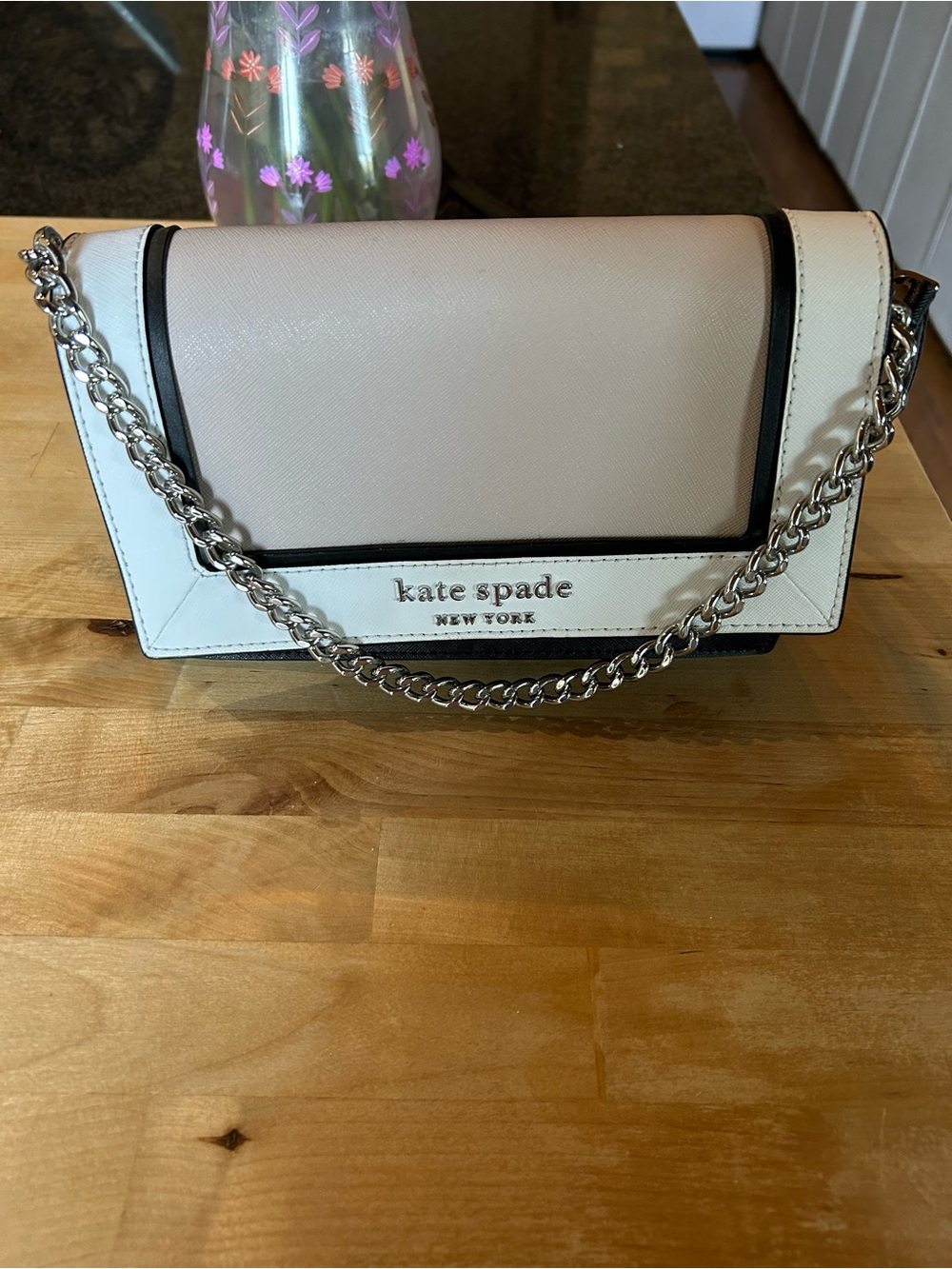 kate spade Cream and Black Chain Crossbody Bag